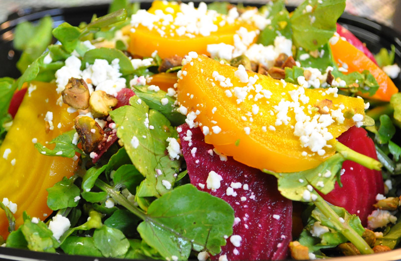 Salad Envy's Golden Jewel salad is filled with beets, feta cheese and pistachios over locally grown watercress and lettuce PHOTOS COURTESY DEANNA MONCRIEF 