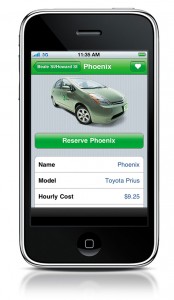 Members can reserve a car via a mobile app 