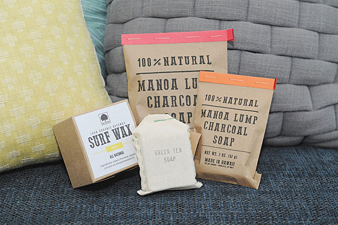 My Manoa products include various kinds of all-natural soap, as well as surf wax