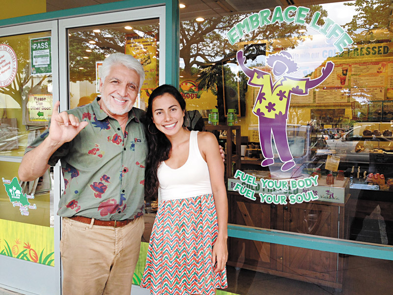 Uehara with Lanikai Juice owner Pablo Gonzalez PHOTOS COURTESY MARIANE UEHARA 