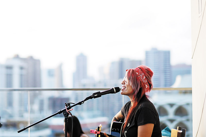 Yoza performing at SKY Waikiki, where she plays Monday evenings 
