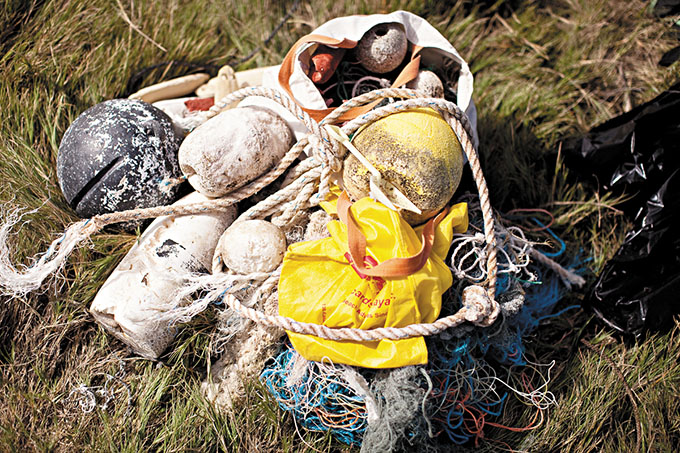 Trash found during a Sustainable Coastlines cleanup. JEFF HAWE PHOTO