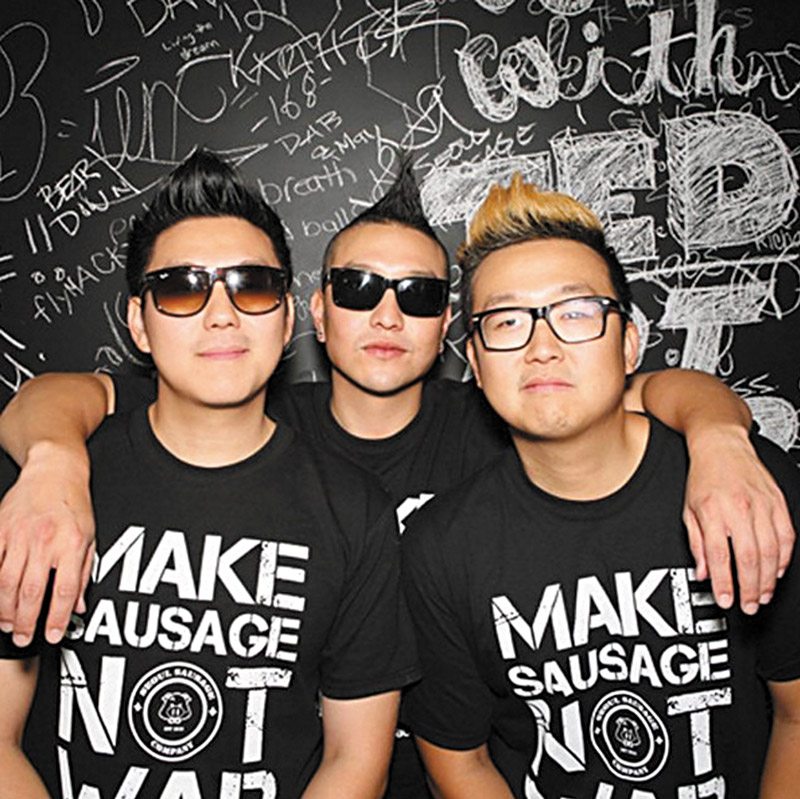 Seoul Sausage co-founders Ted Kim, Chris Oh and Yong Kim PHOTO COURTESY SEOUL SAUSAGE 
