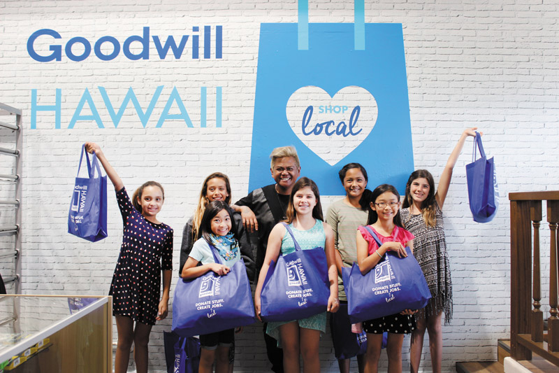 Zamora with the junior designers working on the Goodwill Goes GLAM! fashion show PHOTO COURTESY GOODWILL HAWAII 