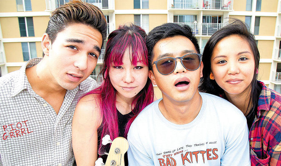 The Bougies (from left): stand-in guitarist Evan Suhayda, bassist Joy Furushima, guitarist and lead vocalist Jordan Bongolan, and drummer Kelly Bongolan. Photo by Tony Grillo