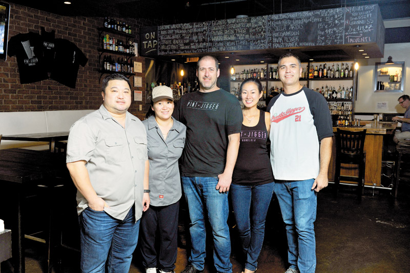 The Pint + Jigger team (from left) Daryn and Nicky Ogino, Dave Newman, and Grace and Hideo Simon